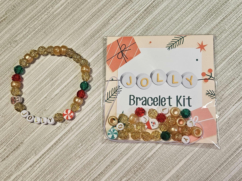 Jolly Holiday Bracelet Kit | DIY Christmas Bead Craft | Stocking Stuffer Gift for Kids