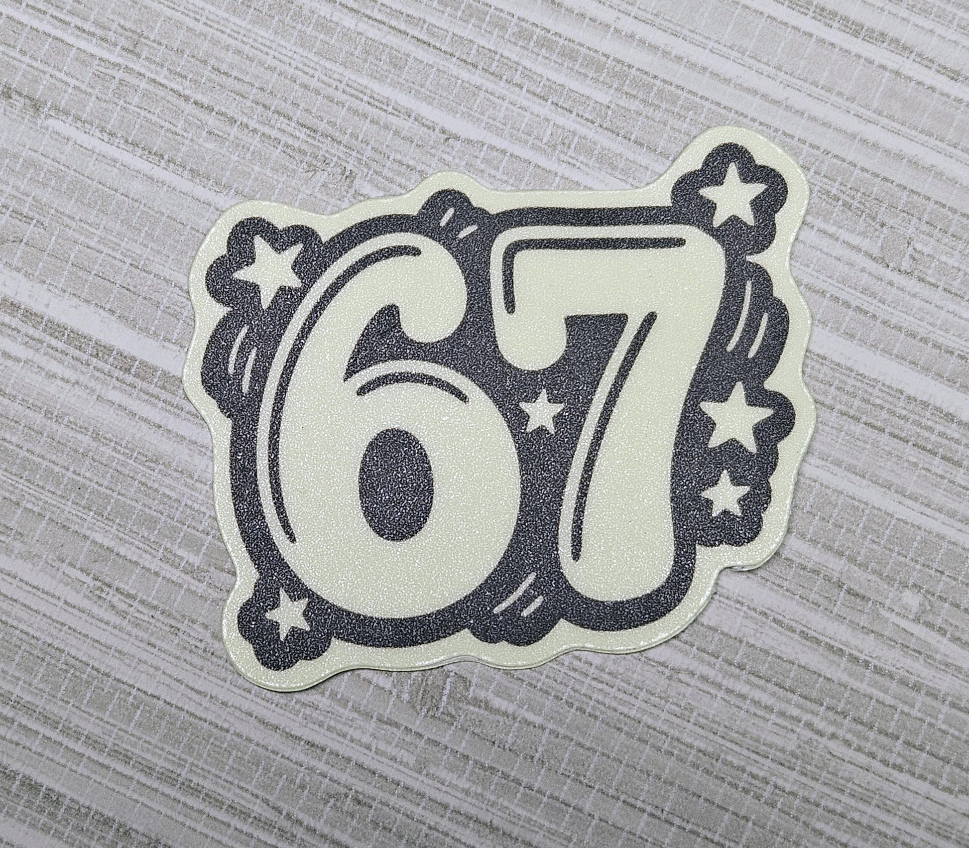 67 Weatherproof Decal | Pixie Glitter or Glow-in-the-Dark | 2.5" Trendy Sticker