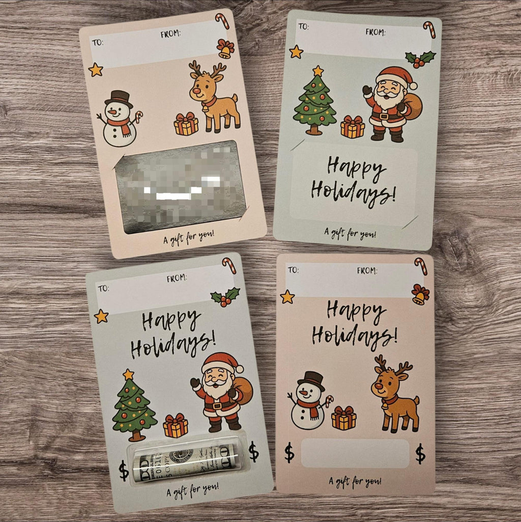 Holiday Cash & Gift Card Holder Set | 4-Pack Christmas Gifting Cards | Happy Holidays